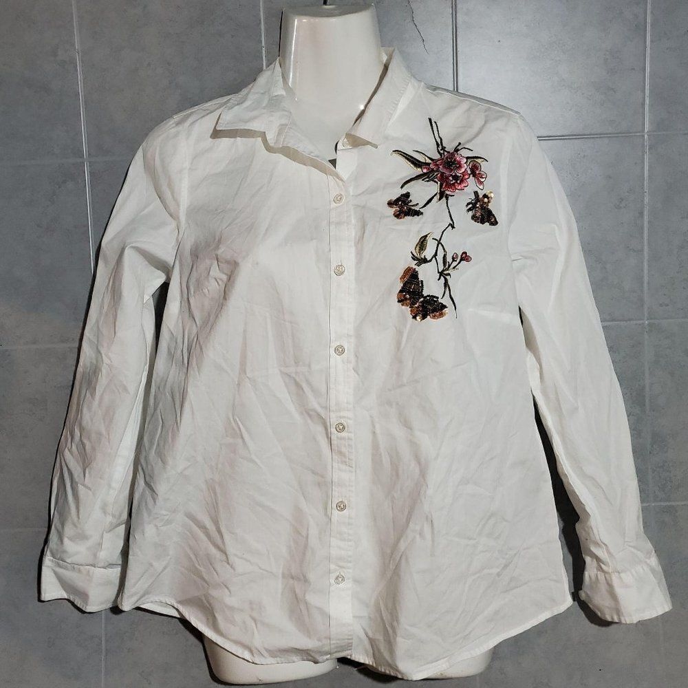 Charters Club Nouvelle Rose Button Up Shirt White